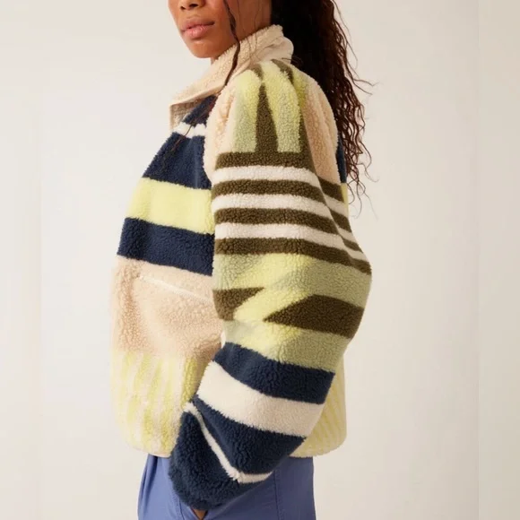 FP MOVEMENT Hit The Slopes Printed Fleece Jacket / Fielding Stripe Combo - Picture 7 of 9